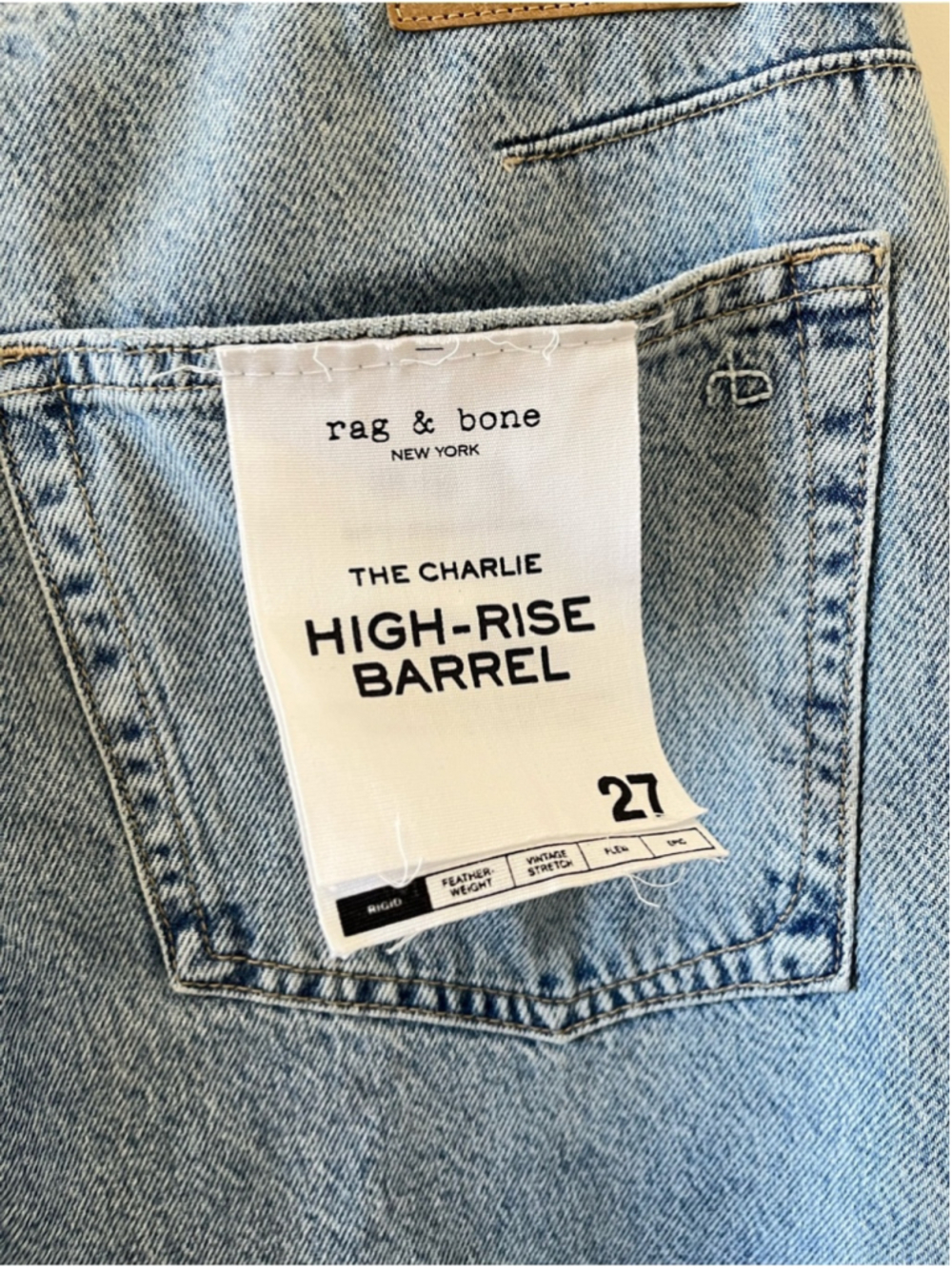 Rag and Bone Charlie Panelled Frayed Jeans Size 27 - Picture 9 of 15